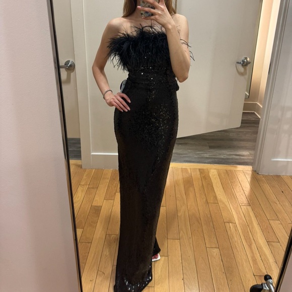 Windsor Black Sequin Feather Gown - Picture 1 of 8
